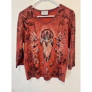 Cactus Bay Apparel Dreamcatcher Southwestern Rhinestone Bling Women's Size XL